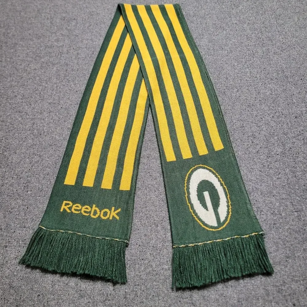 Vintage Y2K Green Bay Packers Scarf Adult Green Yellow Reebok Throwback Winter